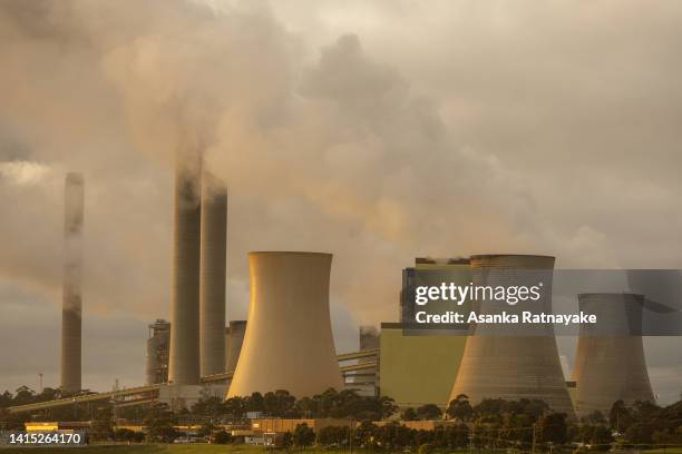 General view of the Loy Yang power plants on August 17, 2022 in Traralgon, Australia. The Greens will introduce a bill to state parliament this week...