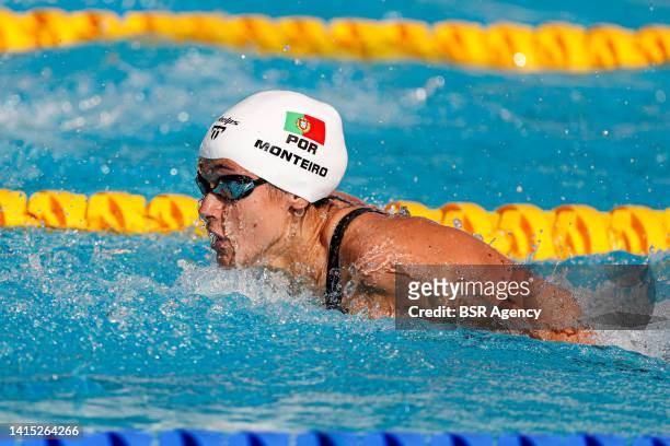 Ana Catarina Monteiro of Portugal during the women's 200m butterfly at the European Aquatics Roma 2022 at Stadio del Nuoto on August 16, 2022 in...