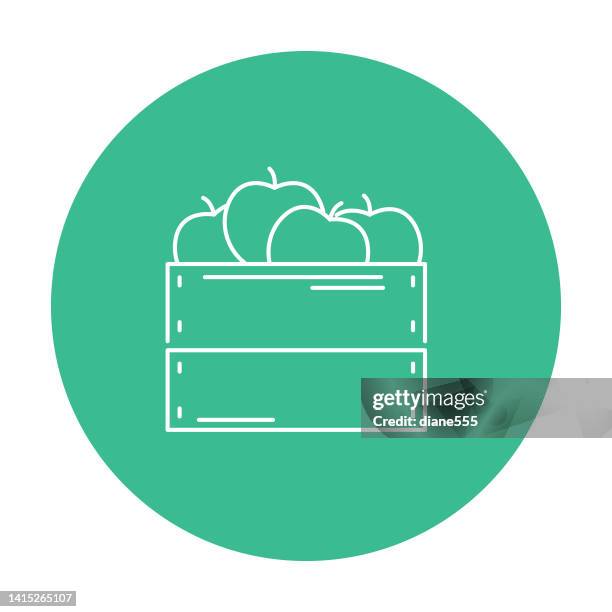 agriculture editable line icon - apple crate stock illustrations