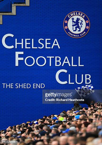 Young Chelsea fan waves his flag during the FA Cup sixth round match between Chelsea and Leicester City at Stamford Bridge on March 18, 2012 in...