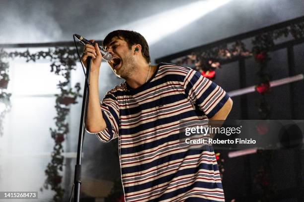 Grian Chatten of Fontaines D.C. Performs at Parco Della Musica on August 16, 2022 in Padua, Italy.