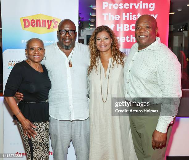 Brenda J. Lauderback, Bobby Brown, Alicia Etheredge, and Larry Fairly attend Denny's Panel & VIP Reception during the 2022 Martha's Vineyard African...