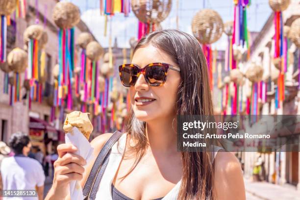 woman tourist in nice and comfortable places - morélia imagens e fotografias de stock