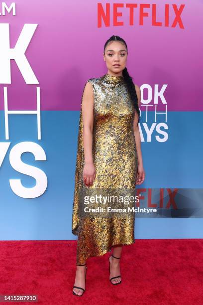 Aisha Dee attends the Los Angeles Premiere of Netflix's "Look Both Ways" at TUDUM Theater on August 16, 2022 in Hollywood, California.