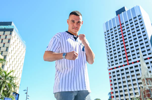 Tim Tszyu poses for a photo during a No Limit Boxing Open Day at King George Square on August 17, 2022 in Brisbane, Australia.