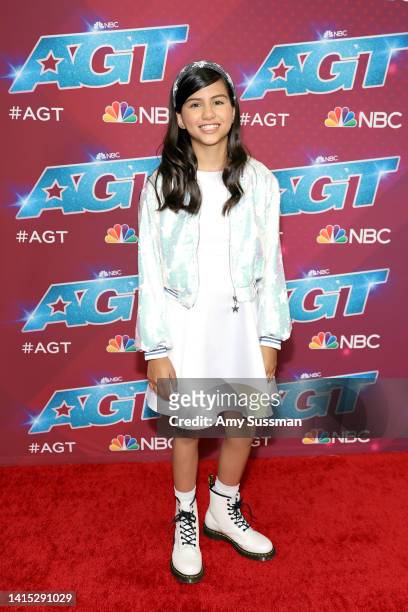 Madison “Maddie” Taylor Baez attends "America's Got Talent" Season 17 Live Show at Sheraton Pasadena Hotel on August 16, 2022 in Pasadena, California.