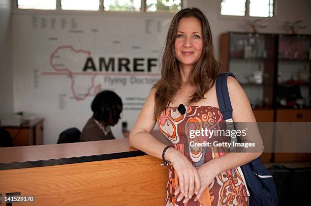 Dana Schweiger poses at the African Medical Research Foundation Kenya country office as she is made an AMREF honorary ambassador on March 6, 2012 in...