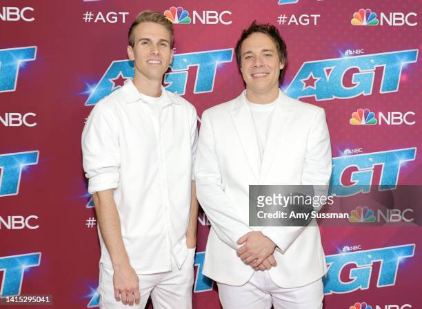 Nate Brown and Gabriel C. Brown of The Brown Brothers attend "America's Got Talent" Season 17 Live Show at Sheraton Pasadena Hotel on August 16, 2022...