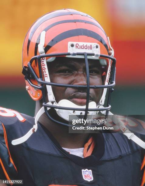 Clyde Simmons, Defensive End for the Cincinnati Bengals looks on from the side line during the AFC Central Division game against the Tennessee Oilers...