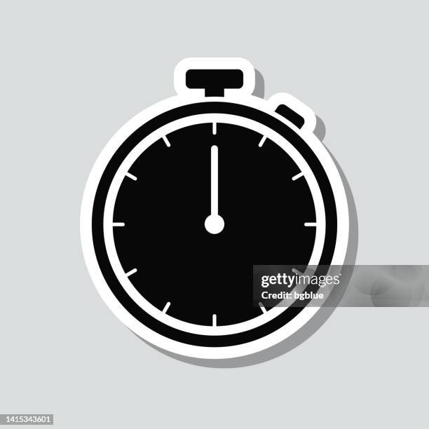 stopwatch. icon sticker on gray background - digital clock numbers stock illustrations
