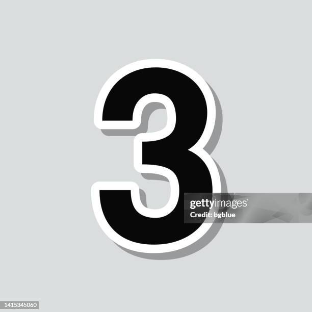 3 - number three. icon sticker on gray background - three levels stock illustrations