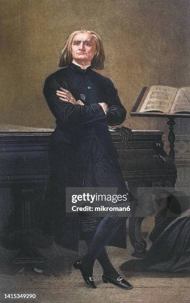 portrait of franz liszt, hungarian composer, pianist and teacher of the romantic era - composer portrait stock pictures, royalty-free photos & images