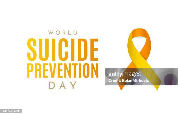 world suicide prevention day card. vector - yellow ribbon stock illustrations