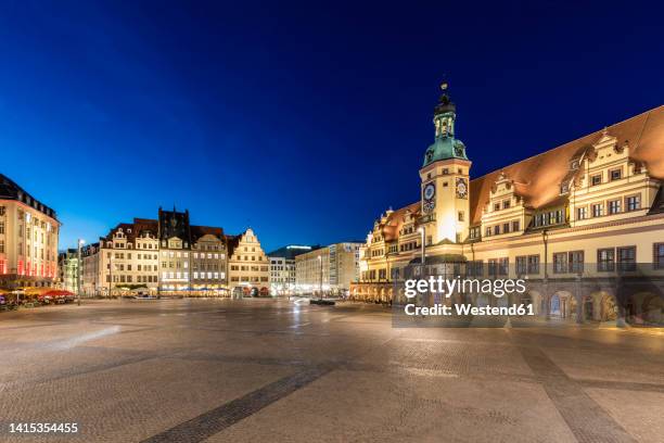 germany, saxony, leipzig, illuminated old town square at night - market square stock pictures, royalty-free photos & images