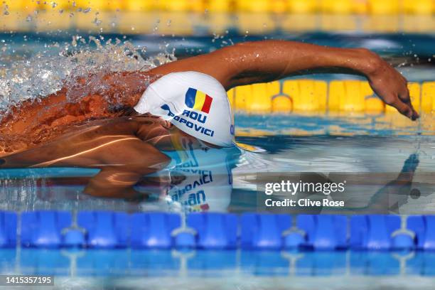 David Popovici of Romania competes in the Men's 400m Freestyle heats on Day 7 of the European Aquatics Championships Rome 2022 at the Stadio del...