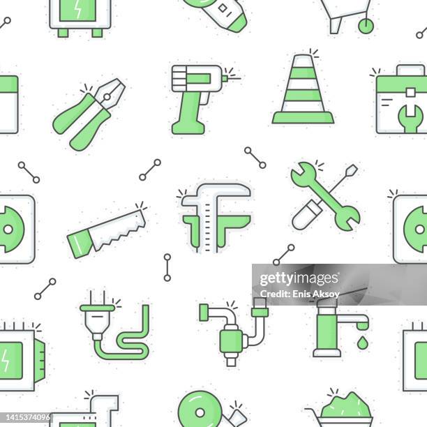 hardware seamless pattern - plumber tools background stock illustrations