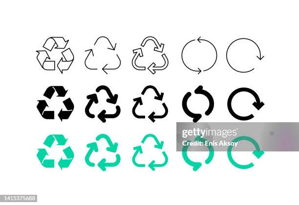 recycling-zeichensatz - recycling symbol stock-grafiken, -clipart, -cartoons und -symbole