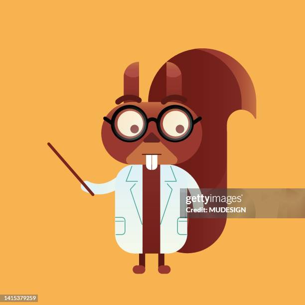 teacher squirrel cartoon - scientist holding object stock illustrations
