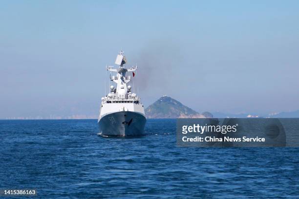 Chinese guided-missile frigate Linyi of the People's Liberation Army Navy takes part in the "Sea Cup" surface ship contest of the International Army...