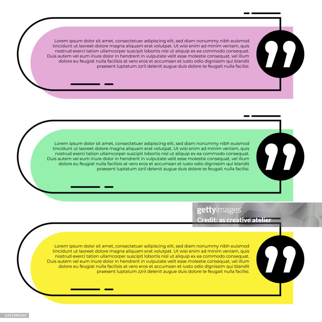 Quotation Format Color Set Of Three Quotation Template In Different Colors High-Res Vector ...