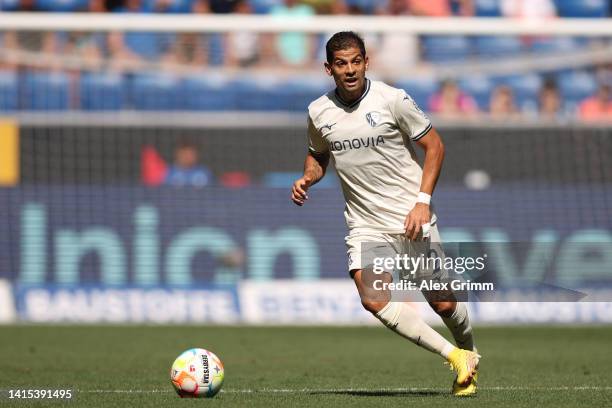 Christian Gamboa of Bochum controls the ball during the Bundesliga match between TSG Hoffenheim and VfL Bochum 1848 at PreZero-Arena on August 13,...