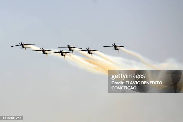 esquadrilha da fumaça, eda - air demonstration squadron. - fumaça foto e immagini stock