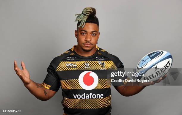 Paolo Odogwu of Wasps poses for a portrait during the Wasps squad photocall for the 2022-2023 Gallagher Premiership Rugby season at Coventry Building...