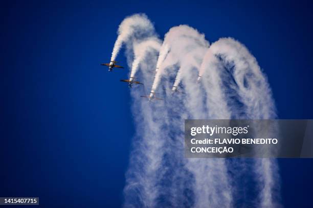 esquadrilha da fumaça, eda - air demonstration squadron. - fumaça foto e immagini stock