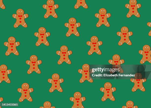 seamless holiday gingerbread man pattern - figurita de jengibre fotografías e imágenes de stock