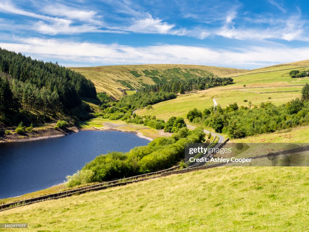 Lower Ogden reservoir, above Barley on the slopes of Pendle Hill, Lancashire, UK.