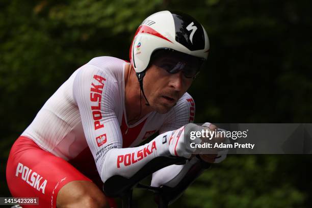 Maciej Bodnar of Poland competes in the Men's Individual Time Trial during the cycling road competition on day 7 of the European Championships Munich...