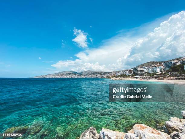 mango beach in sarande - albanian stock pictures, royalty-free photos & images