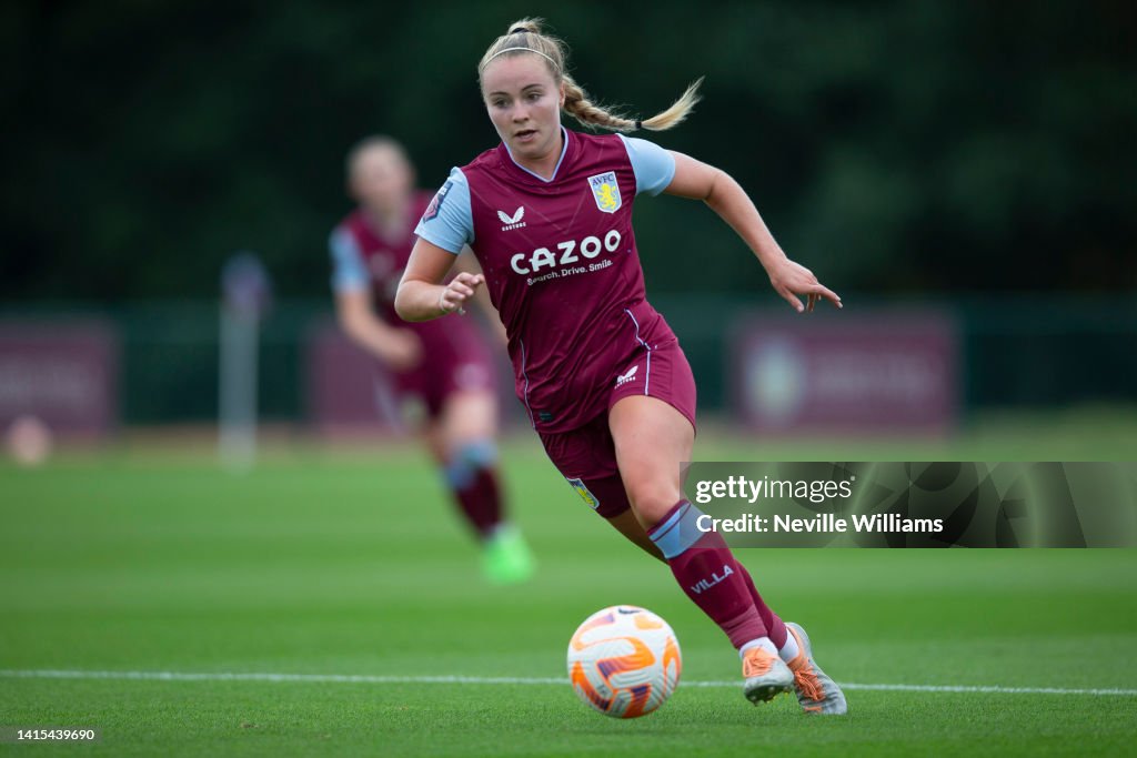 Olivia McLoughlin of Aston Villa in action during a pre season... News ...
