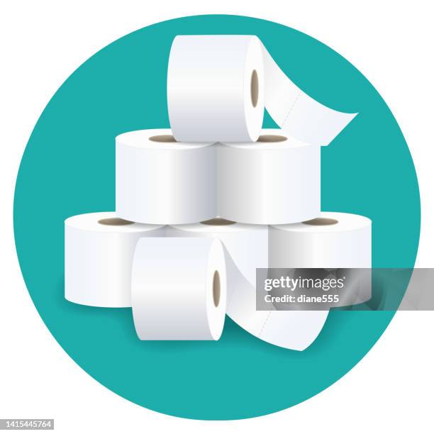 bathroom tissue rolls on a green base - paper industry stock illustrations