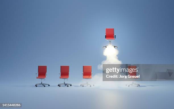 office chair lift-off - rocket chair stock pictures, royalty-free photos & images