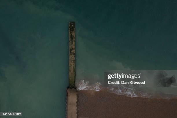 Jetty beneath which raw sewage had been reportedly been discharged after heavy rain on August 17, 2022 in Seaford, England. The Environment Agency...