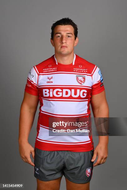 Val Rapava-Ruskin of Gloucester Rugby poses for a portrait during the Gloucester Rugby squad photocall for the 2022-2023 Gallagher Premiership Rugby...