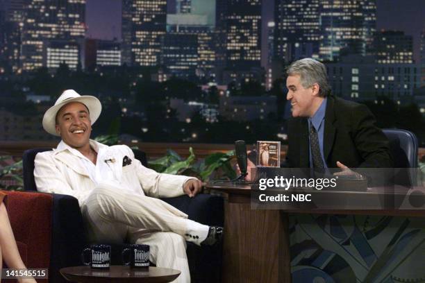Episode 1700-- Pictured: Musical guest Lou Bega during an interview with host Jay Leno on October 13, 1999 -- Photo by: NBC/NBCU Photo Bank