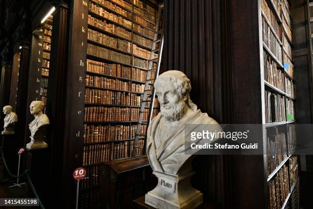 General view of the Library of Trinity College on August 17, 2022 in Dublin, Ireland. The Library of Trinity College Dublin serves the Trinity...