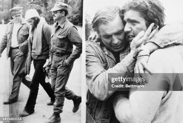 Chilean Army officers escort Uruguayan rugby player Fernando Parrado following his arrival after he and fellow survivor hiked from the crash site in...