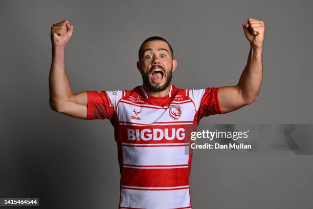 Lewis Ludlow of Gloucester Rugby poses for a portrait during the Gloucester Rugby squad photocall for the 2022-2023 Gallagher Premiership Rugby...