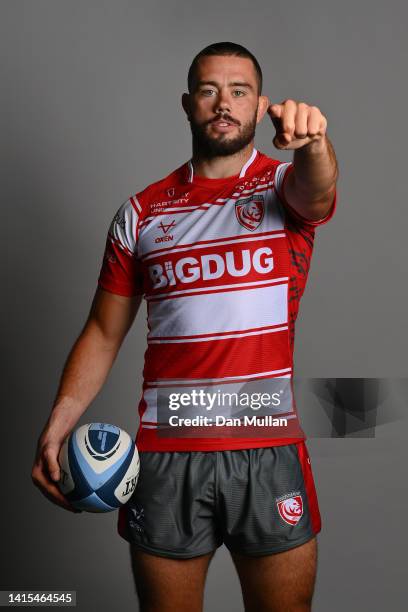 Lewis Ludlow of Gloucester Rugby poses for a portrait during the Gloucester Rugby squad photocall for the 2022-2023 Gallagher Premiership Rugby...