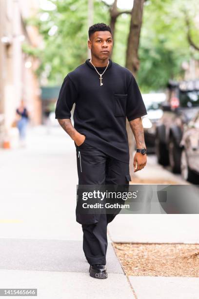 John Boyega is seen on the Upper West Side on August 17, 2022 in New York City.