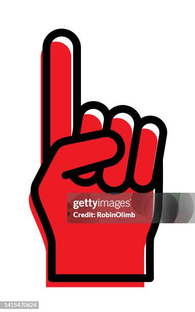 schwarzer umriss nummer eins hände - zeigefinger stock-grafiken, -clipart, -cartoons und -symbole