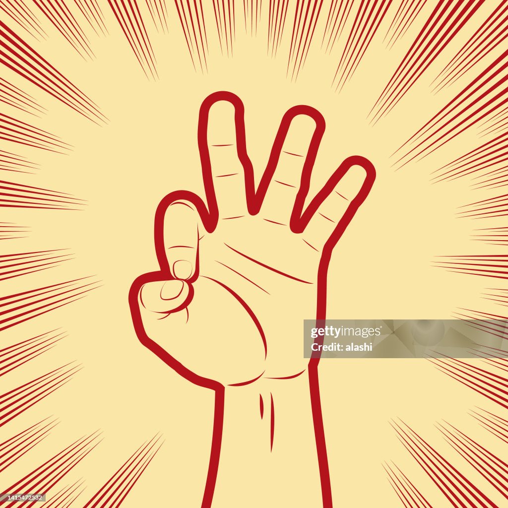 Giving the OK gesture or OK sign or Ring gesture in comics effects lines background