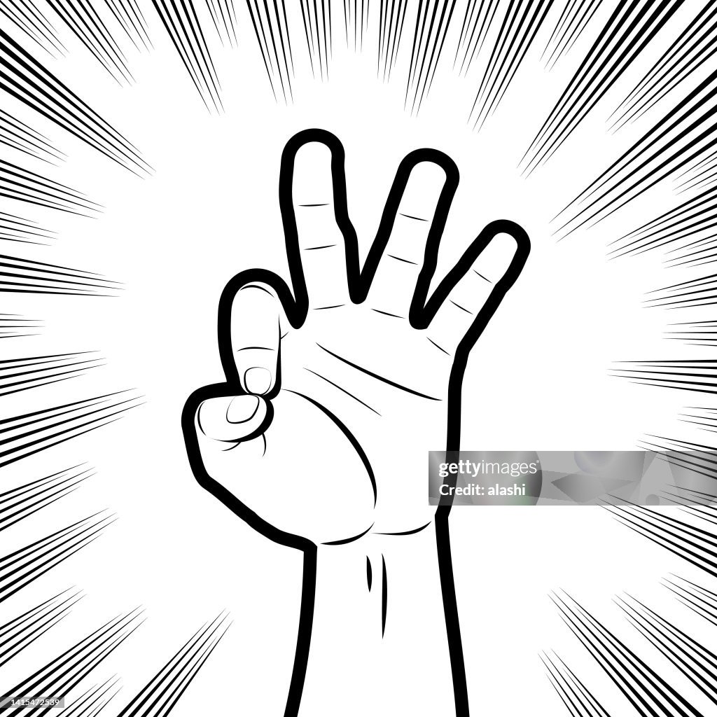 Giving the OK gesture or OK sign or Ring gesture in comics effects lines background