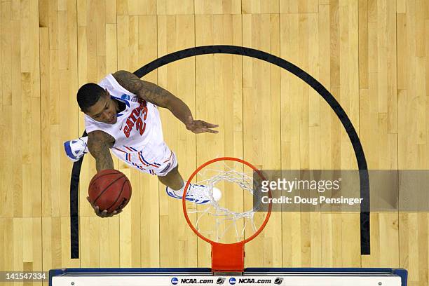 Bradley Beal of the Florida Gators drives for a shot attempt in the first half against the Norfolk State Spartans during the third round of the 2012...