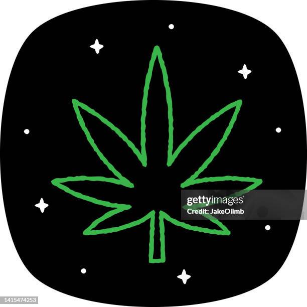 marihuana blatt doodle 3 - kreide tafel kräuter stock-grafiken, -clipart, -cartoons und -symbole