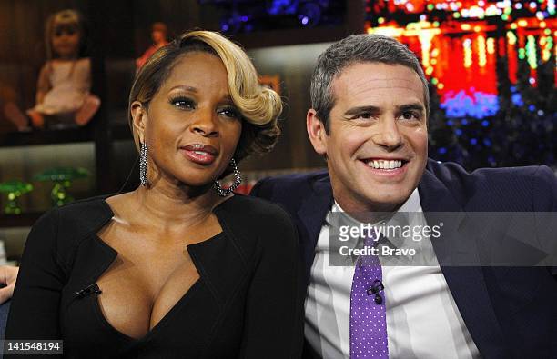 Pictured: Mary J. Blige, Andy Cohen -- Photo by: Peter Kramer/Bravo/NBCU Photo Bank