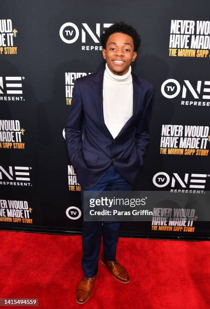 Jayden Griffin attends the TV One Atlanta screening of "Never Would Have Made It: The Marvin Sapp Story" at Regal Atlantic Station on August 17, 2022...
